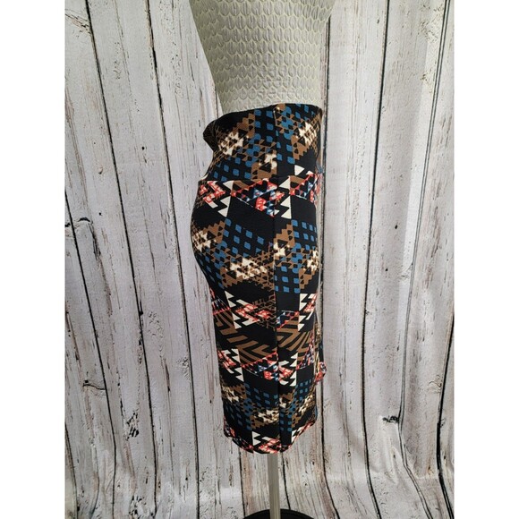 ALK Women's S Lularoe Cassie Black Colorful Geometric Pencil Straight‎ Skirt NEW - Picture 3 of 9